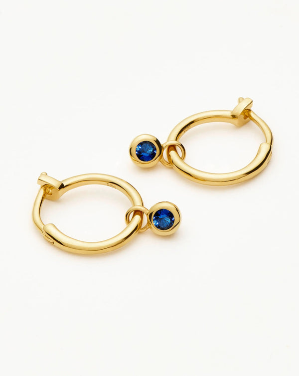 Missoma Tennis Charm Mini Hoop Earrings | Gold/ Blue Nano-crystal