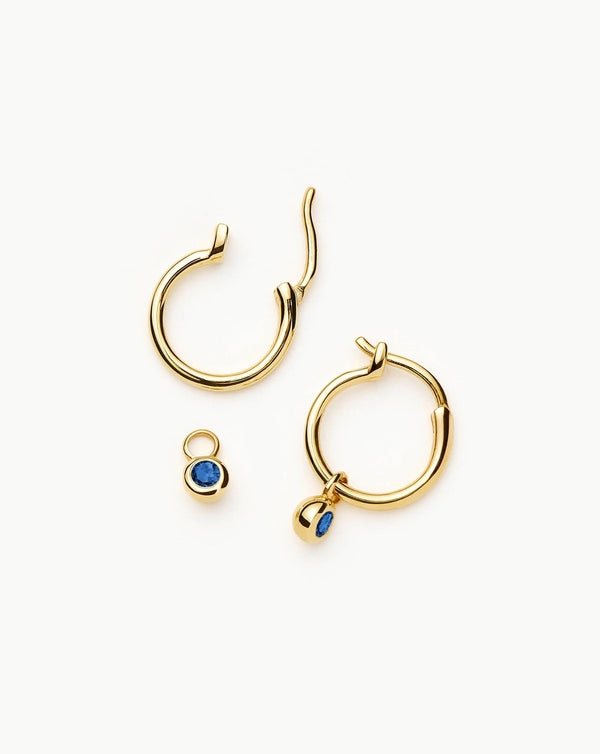 missoma Tennis Charm Mini Hoop Earrings | Gold/ Blue Nano-crystal