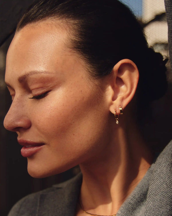 Missoma Tennis Charm Mini Hoop Earrings | Gold/Cubic Zirconia