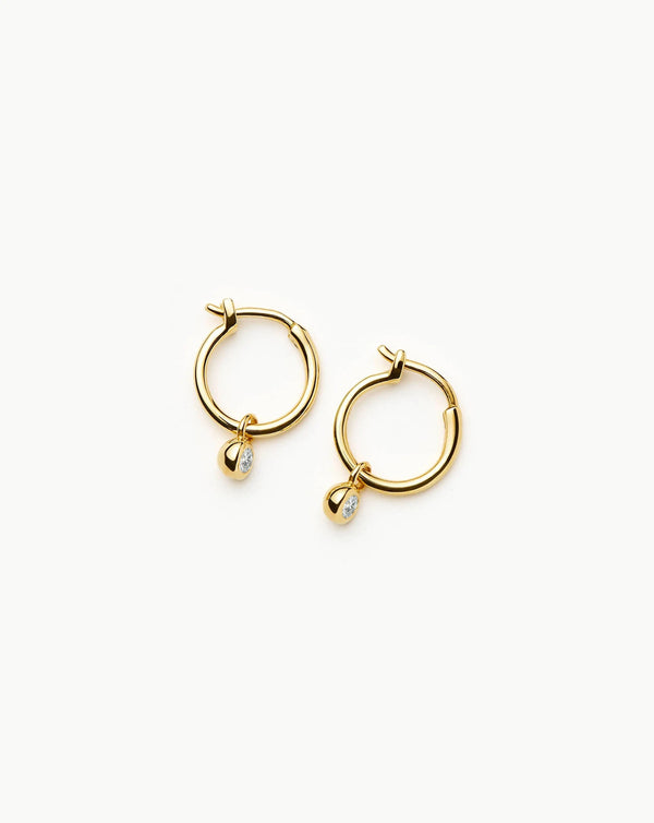 Missoma Tennis Charm Mini Hoop Earrings | Gold/Cubic Zirconia