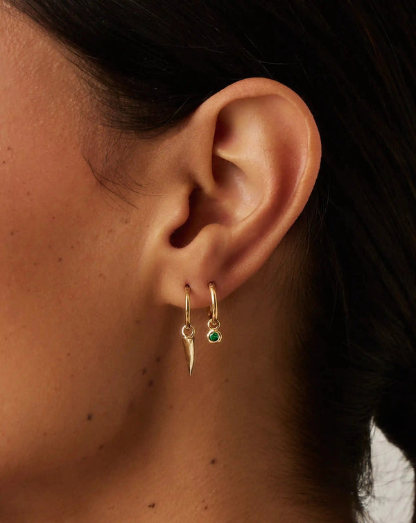 Missoma Tennis Charm Mini Hoop Earrings | Gold/Green Nano-crystal