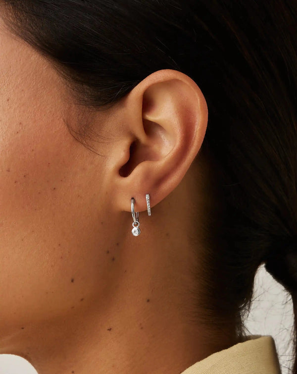 Missoma Tennis Charm Mini Hoop Earrings | Silver/Cubic Zirconia