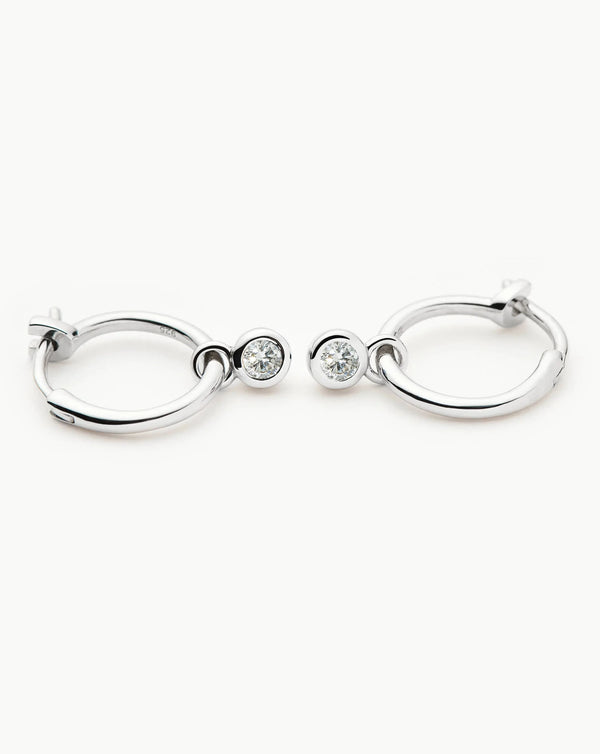 Missoma Tennis Charm Mini Hoop Earrings | Silver/Cubic Zirconia