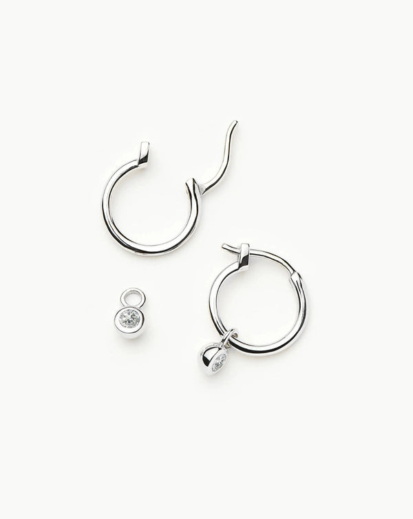 missoma Tennis Charm Mini Hoop Earrings | Silver/Cubic Zirconia