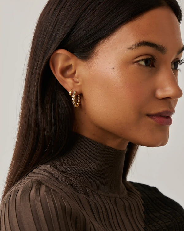 Missoma Tennis Classic Hoop Earrings | 18ct Gold Plated/Cubic Zirconia