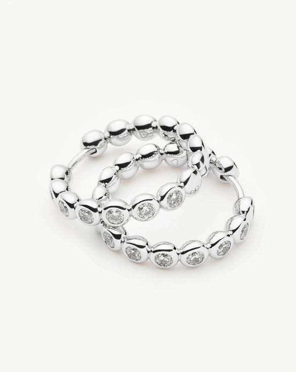 Missoma Tennis Classic Hoop Earrings | Silver Plated/Cubic Zirconia