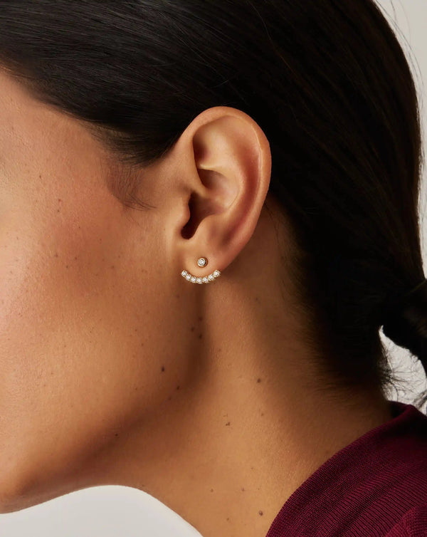 Missoma Tennis Ear Jacket Stud Earrings | Gold/Cubic Zirconia