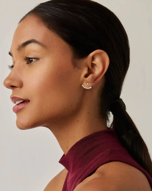 Missoma Tennis Ear Jacket Stud Earrings | Gold/Cubic Zirconia