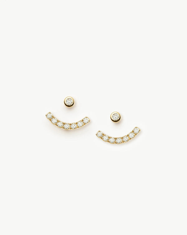 Missoma Tennis Ear Jacket Stud Earrings | Gold/Cubic Zirconia