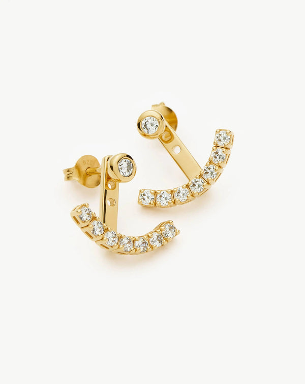 missoma Tennis Ear Jacket Stud Earrings | Gold/Cubic Zirconia