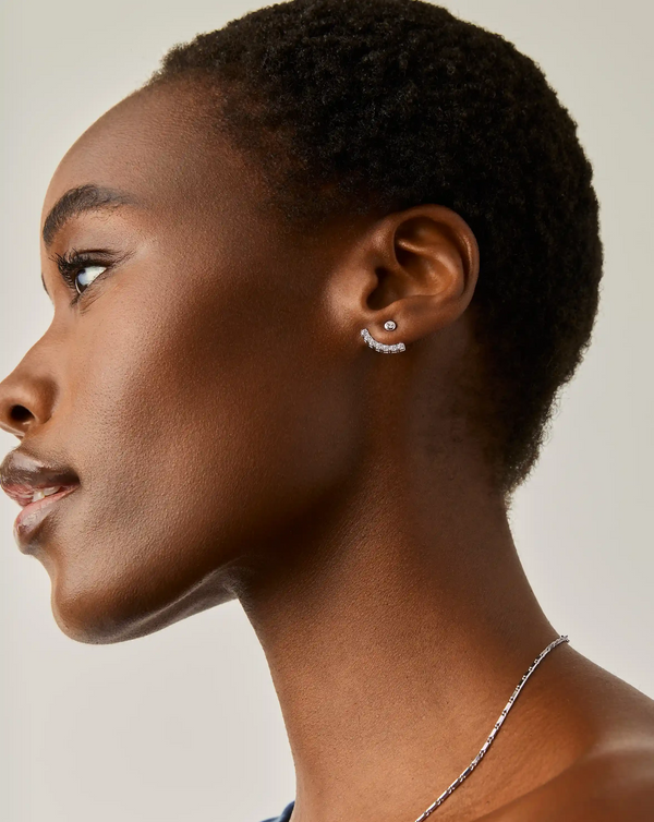 Missoma Tennis Ear Jacket Stud Earrings | Sterling Silver/Cubic Zirconia