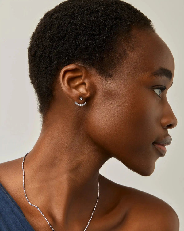 Missoma Tennis Ear Jacket Stud Earrings | Sterling Silver/Cubic Zirconia