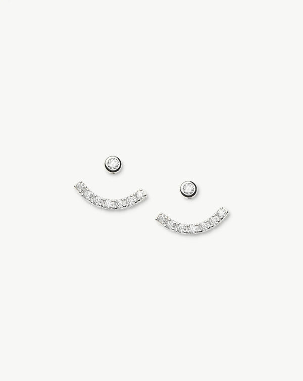 Missoma Tennis Ear Jacket Stud Earrings | Sterling Silver/Cubic Zirconia
