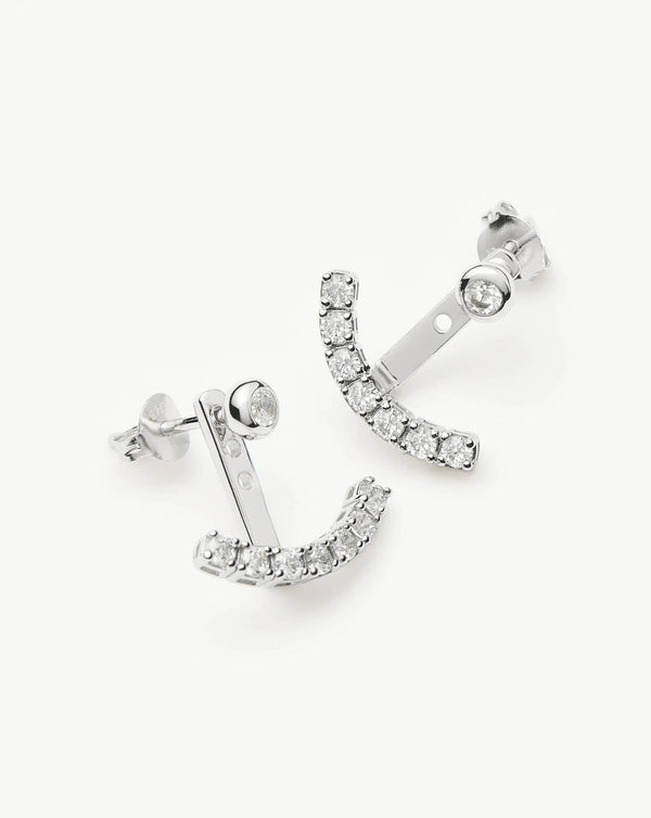 missoma Tennis Ear Jacket Stud Earrings | Sterling Silver/Cubic Zirconia