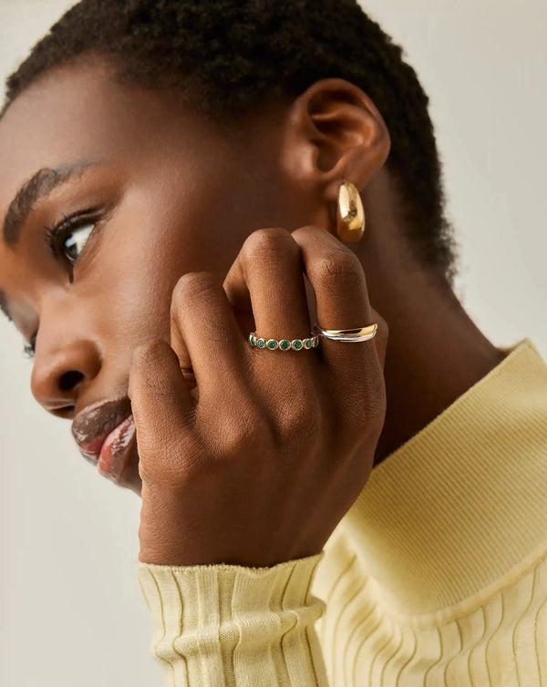 Missoma Tennis Eternity Stacking Ring | Gold/Emerald Green Nano-crystal