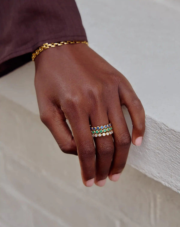 Missoma Tennis Eternity Stacking Ring | Gold/Sapphire Blue Nano-crystal
