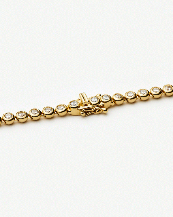 Missoma Tennis & Paperclip Bracelet Set | 18ct Gold Plated/18ct Gold Vermeil/Emerald Green Nano-crystal