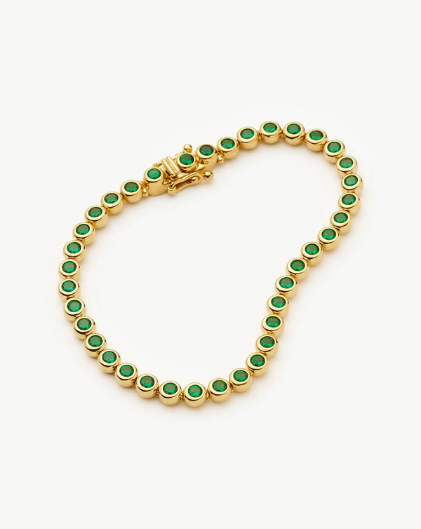 Missoma Tennis Round Bracelet | 18ct Gold Vermeil/Emerald Green Nano-crystal