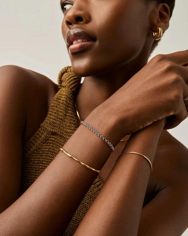 Missoma Tennis Round Bracelet | 18ct Gold Vermeil/Sapphire Blue Nano-crystal