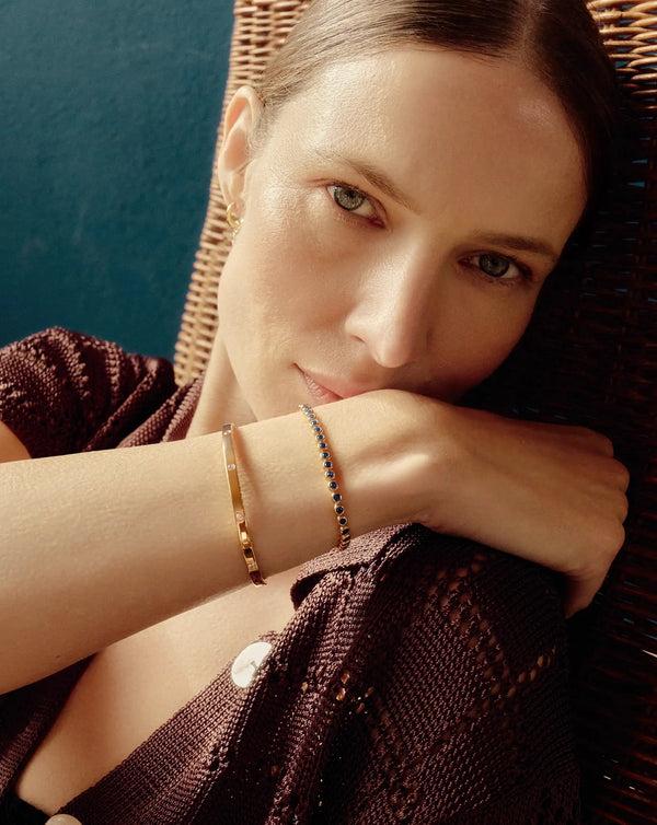 Missoma Tennis Round Bracelet | 18ct Gold Vermeil/Sapphire Blue Nano-crystal