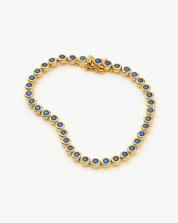 Missoma Tennis Round Bracelet | 18ct Gold Vermeil/Sapphire Blue Nano-crystal