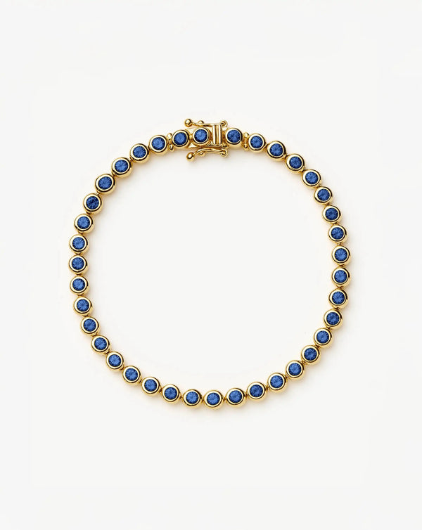 missoma Tennis Round Bracelet | 18ct Gold Vermeil/Sapphire Blue Nano-crystal