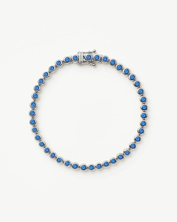 missoma Tennis Round Bracelet | Sterling Silver/Sapphire Blue Nano-crystal