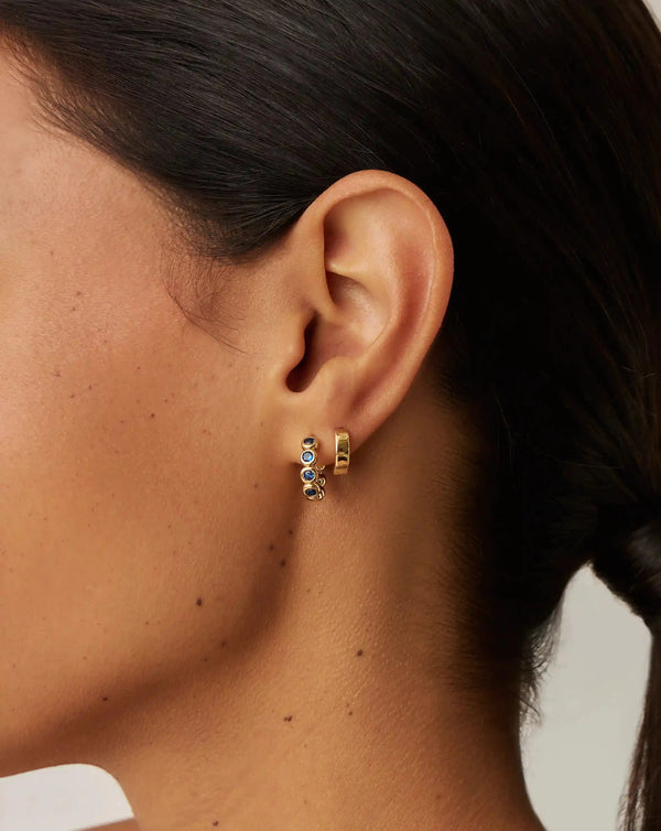 Missoma Tennis Small Hoop Earrings | 18ct Gold Vermeil/Sapphire Blue Nano-crystal