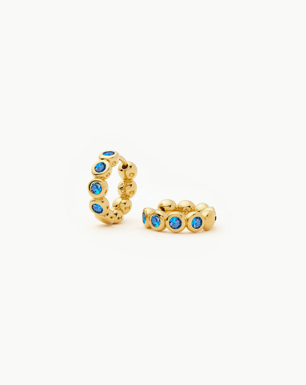 Missoma Tennis Small Hoop Earrings | 18ct Gold Vermeil/Sapphire Blue Nano-crystal
