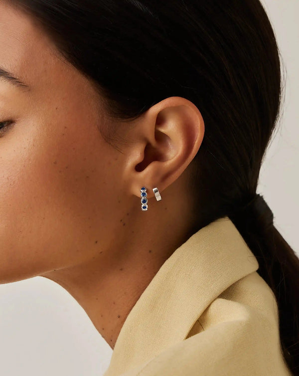 Missoma Tennis Small Hoop Earrings | Sterling Silver/Blue Nano-crystal