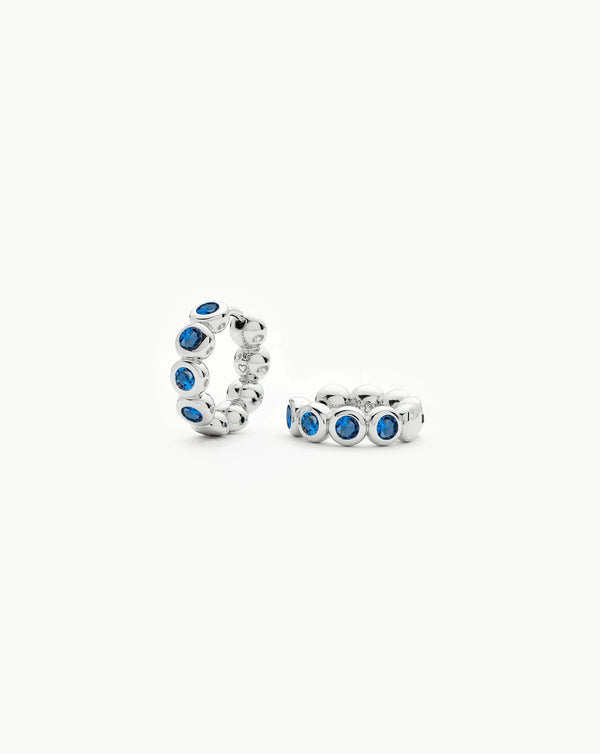 Missoma Tennis Small Hoop Earrings | Sterling Silver/Blue Nano-crystal