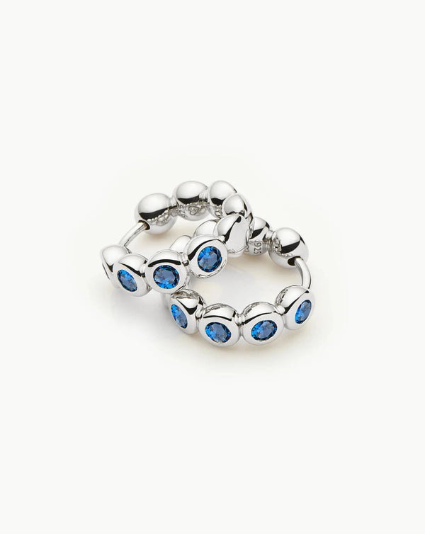missoma Tennis Small Hoop Earrings | Sterling Silver/Blue Nano-crystal