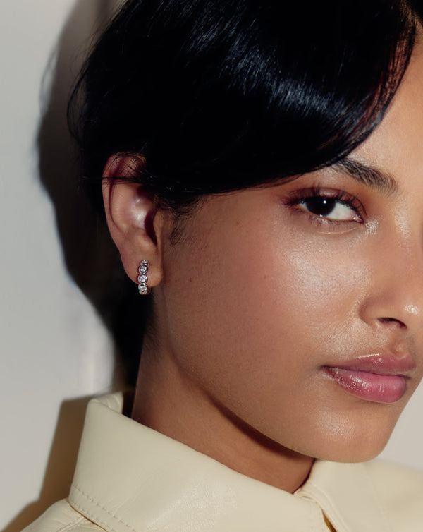 Missoma Tennis Small Hoop Earrings| Sterling Silver Cubic Zirconia