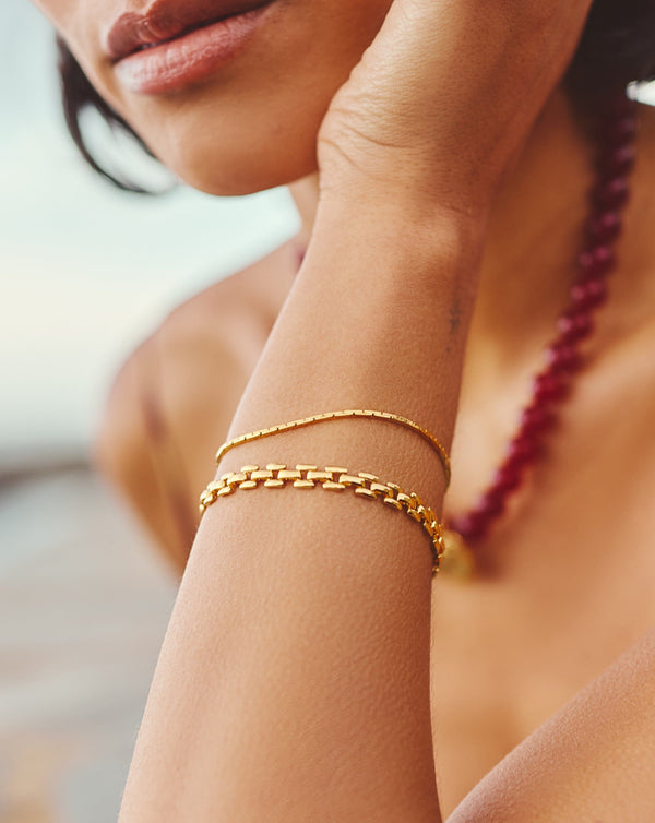 Missoma Timepiece & Cobra Snake Chain Bracelet Set | 18ct Gold Plated