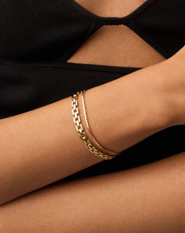 Missoma Timepiece & Cobra Snake Chain Bracelet Set | 18ct Gold Plated