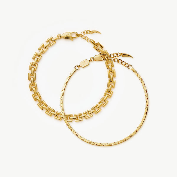 missoma Timepiece & Cobra Snake Chain Bracelet Set | 18ct Gold Plated