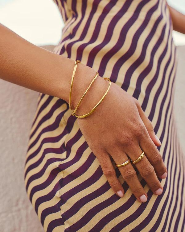 Missoma Trio Molten Ripple Bangle Bracelet Set | 18ct Gold Vermeil