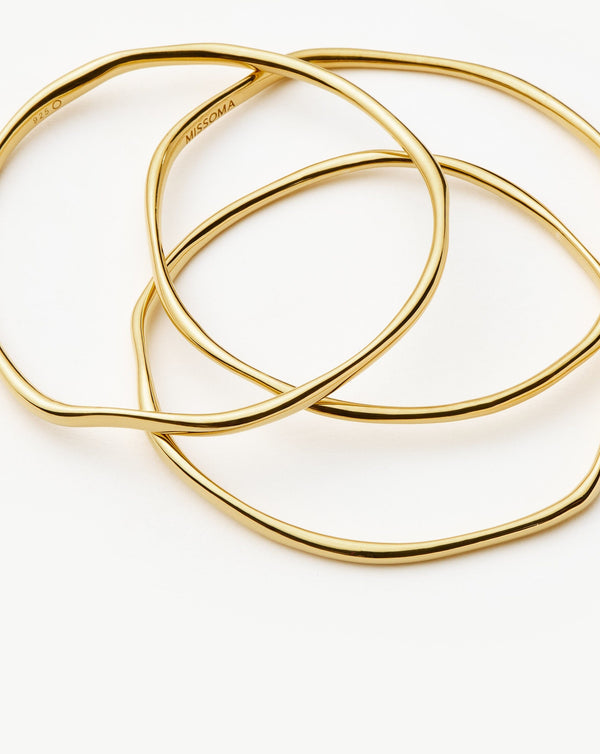 Missoma Trio Molten Ripple Bangle Bracelet Set | 18ct Gold Vermeil