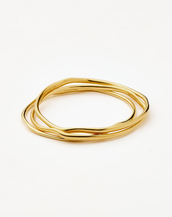 missoma Trio Molten Ripple Bangle Bracelet Set | 18ct Gold Vermeil