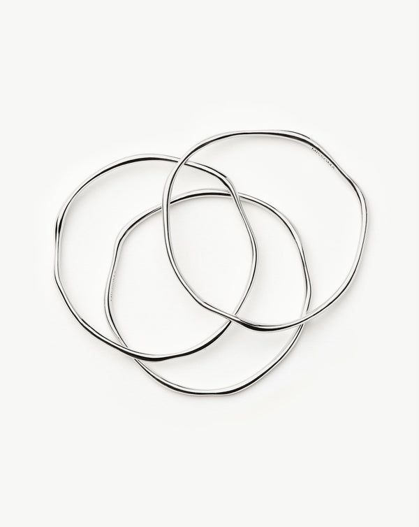Missoma Trio Molten Ripple Bangle Bracelet Set | Sterling Silver