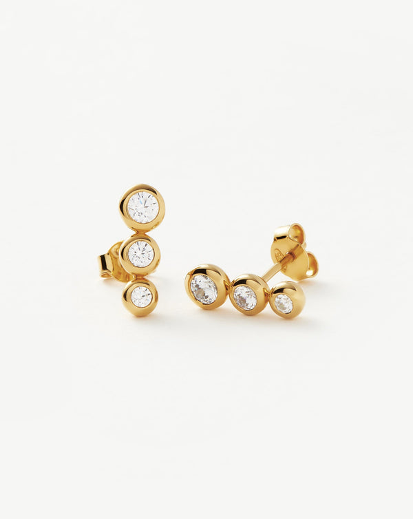 Missoma Triple Stone Stud Earrings | 18ct Gold Vermeil/Cubic Zirconia