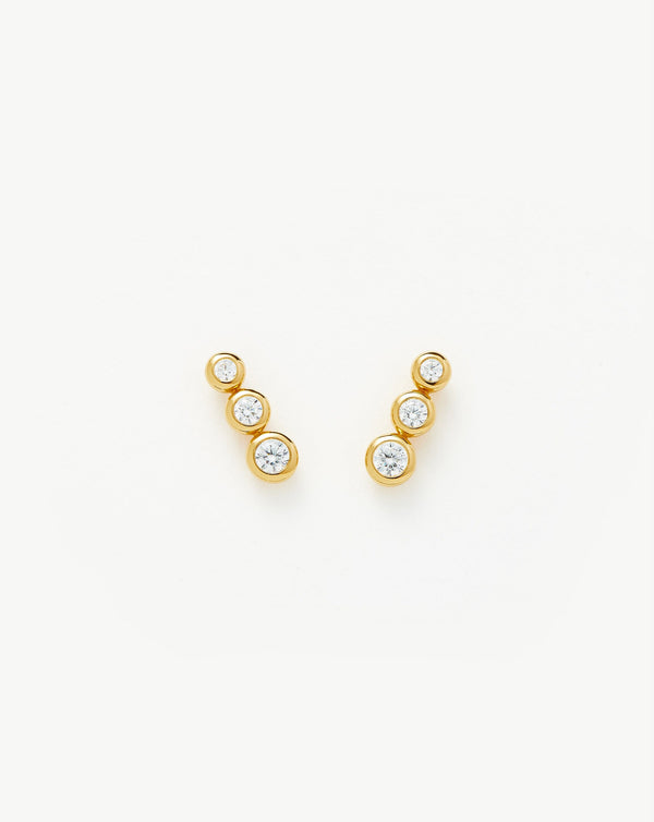 missoma Triple Stone Stud Earrings | 18ct Gold Vermeil/Cubic Zirconia