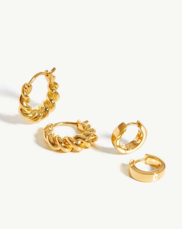 missoma Twisted & Chubby Huggies Earring Set | 18ct Gold Vermeil