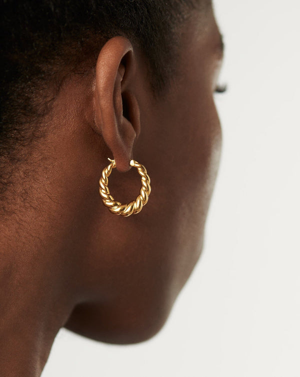 Missoma Twisted Tidal Medium Hoop Earrings | 18ct Gold Plated