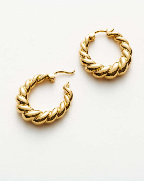 Missoma Twisted Tidal Medium Hoop Earrings | 18ct Gold Plated