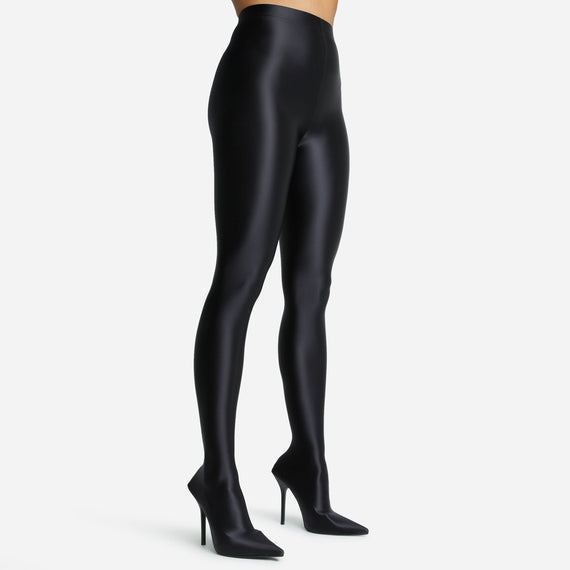 missyempire Aim-High Pointed Toe Long Legging Heel Boot In Black Lycra