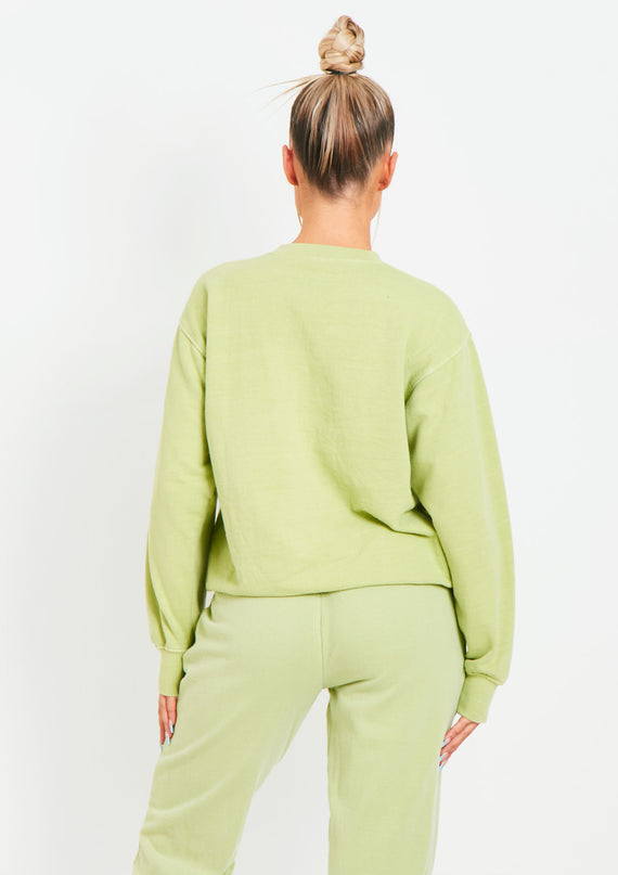 Missyempire Alesha Lime Missy Empire Text Oversized Sweatshirt