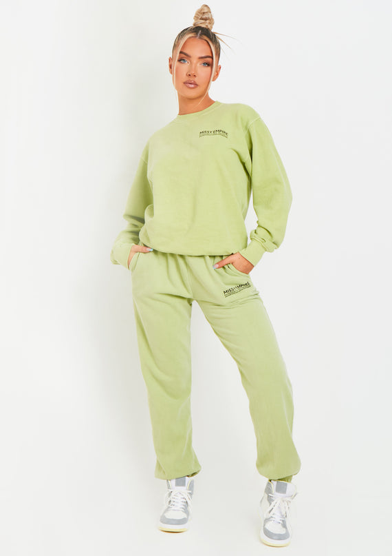 missyempire Alesha Lime Missy Empire Text Oversized Sweatshirt
