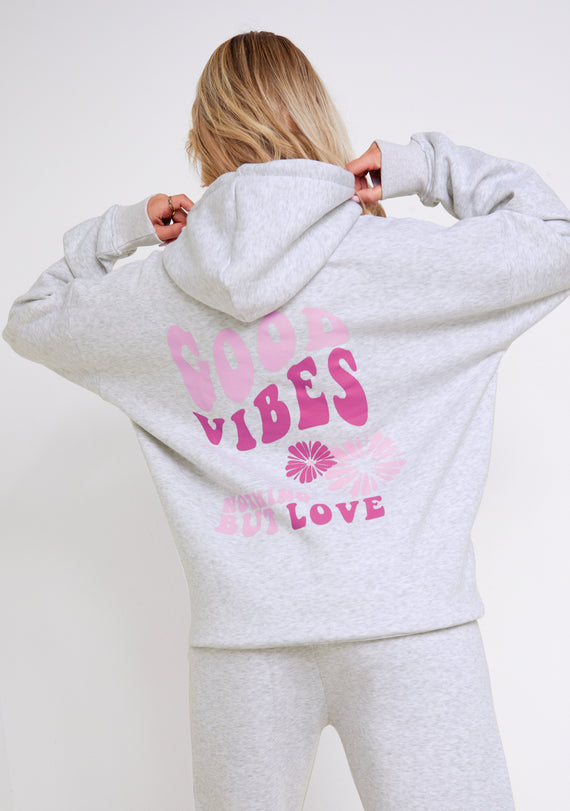 missyempire Amber Grey Marl Oversized Graphic Print Hoodie