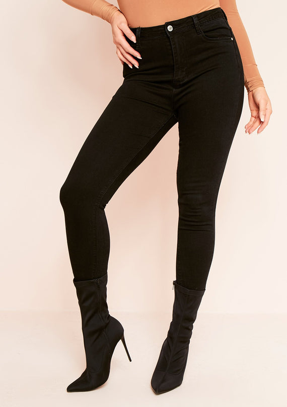 Missyempire Arna Denim 5 Pocket Black Wash Skinny Jeans